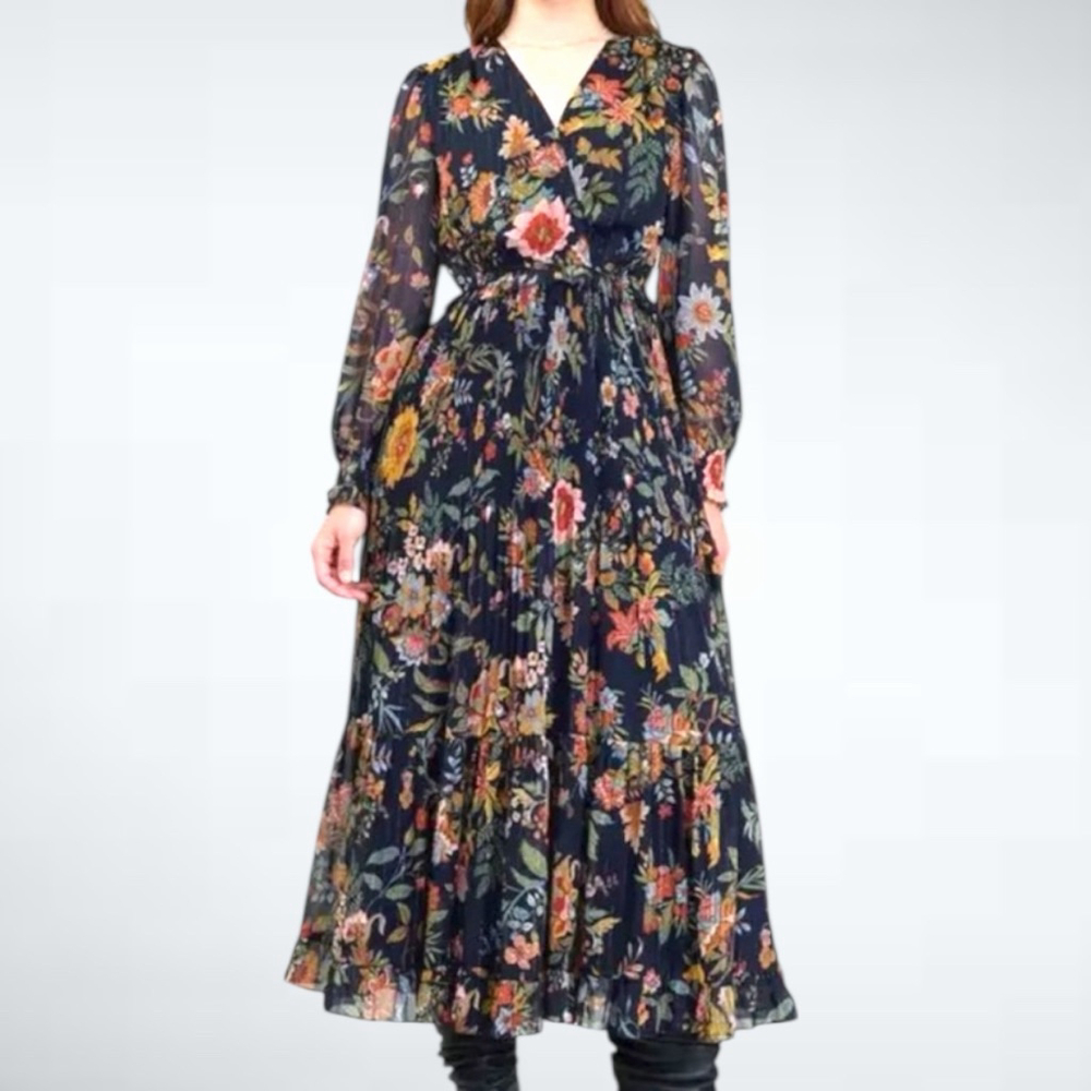 Current Air Boho Floral Maxi Dress Navy Size S